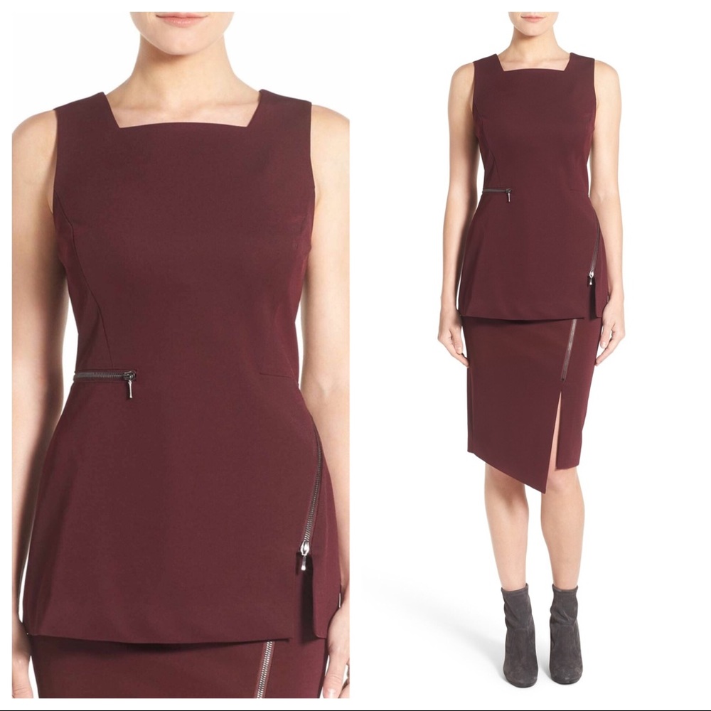 Halogen Square Neck Vest Lon Line Zip Top Blouse Sleeveless XS 0 2 XXS
